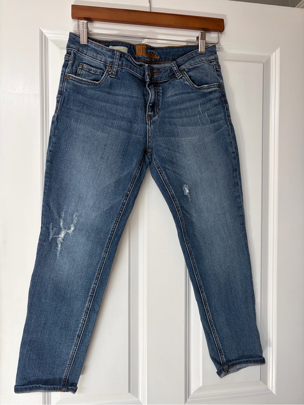 Kut From The Kloth Stacia Boyfriend Petite Jeans 4P Distressed Cropped Denim